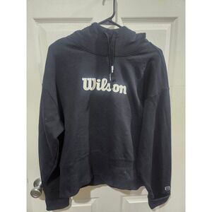 Wilson Womens Script Logo Pullover Hoodie‎ Black XL W11W141203W-BKA French Terry